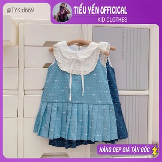 Quần áo trẻ em, Váy hè bé gái chất bò giấy mềm dáng xếp ly 2 màu cho bé V669 | Tiểu Yến KID