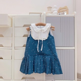 Quần áo trẻ em, Váy hè bé gái chất bò giấy mềm dáng xếp ly 2 màu cho bé V669 | Tiểu Yến KID