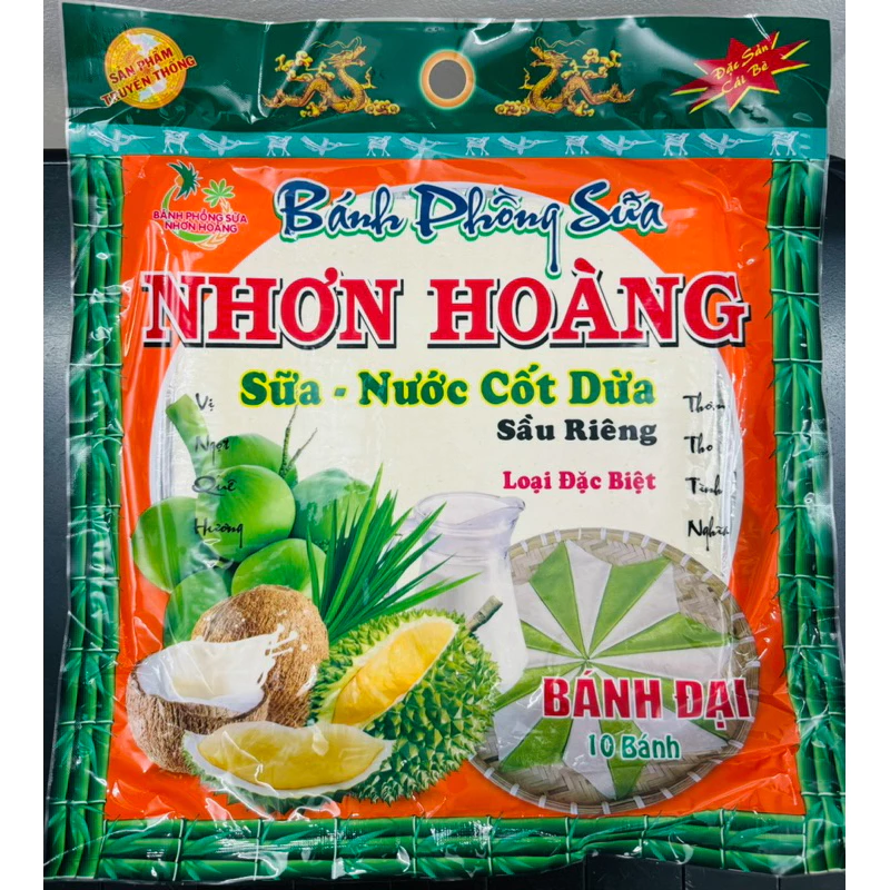 Bánh Phồng Sữa Nhơn Hoàng/Hoàng Dung Vị Sữa Dừa, Sầu Riêng, Lá Dứa