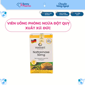 Viên Uống Phòng Ngừa Đột Quỵ, Chống Đông Máu Warnke Nattokinase 50mg - Nhập khẩu Đức (60 Viên)