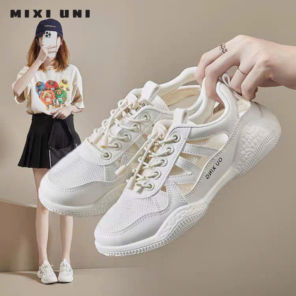 Giày thể thao nữ siêu nhẹ, Sneaker đế êm sườn thoáng khí 3 màu hot hít trắng, xanh, đỏ, mẫu Full size!
