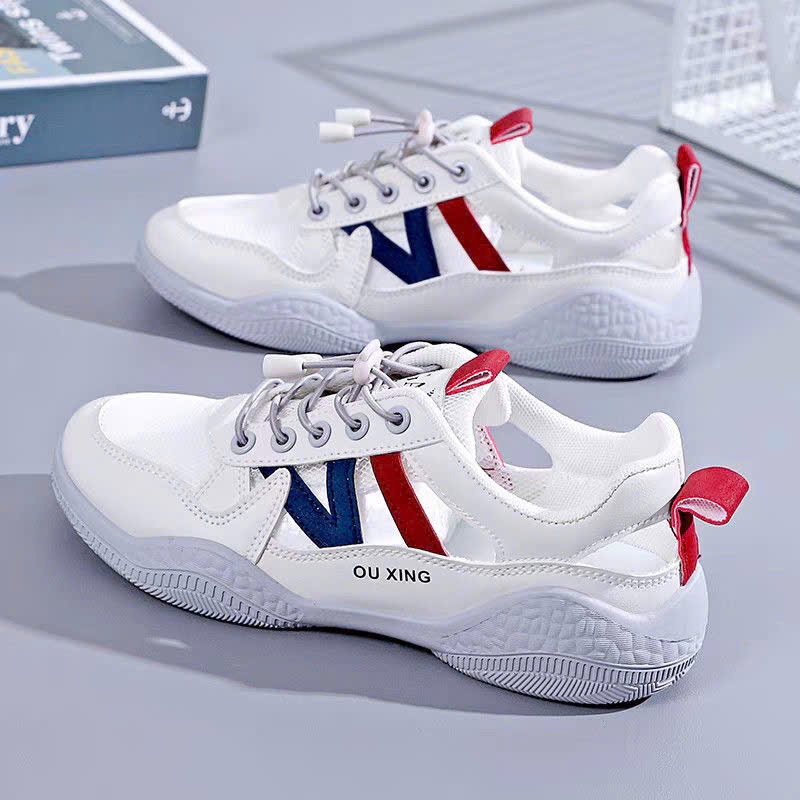 Giày thể thao nữ siêu nhẹ, Sneaker đế êm sườn thoáng khí 3 màu hot hít trắng, xanh, đỏ, mẫu Full size!