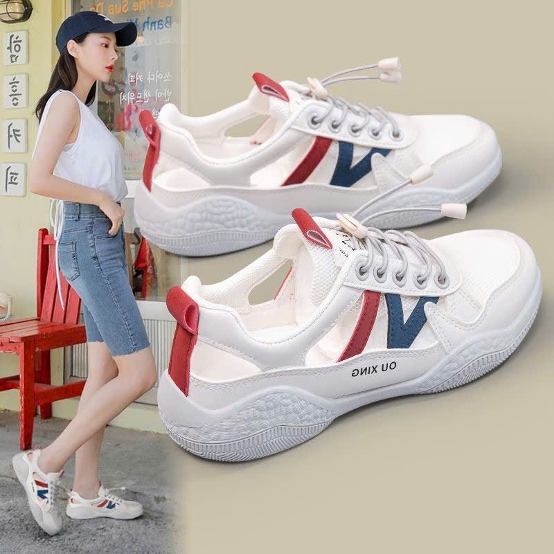 Giày thể thao nữ siêu nhẹ, Sneaker đế êm sườn thoáng khí 3 màu hot hít trắng, xanh, đỏ, mẫu Full size!