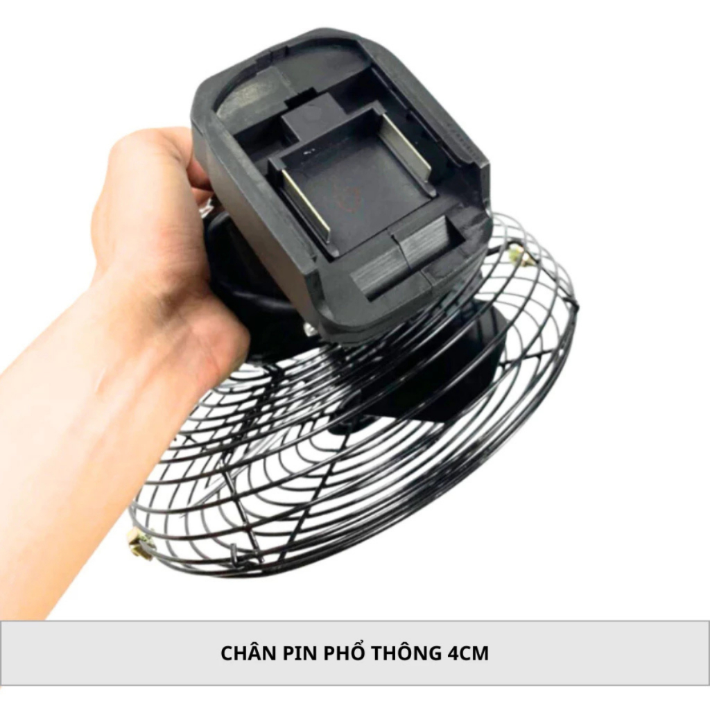 Quạt 8inch Dùng Pin Hoặc Điện, Quạt Tích Điện 2 Tốc Độ Chân Pin Phổ Thông Nhỏ Gọn Rất Mát