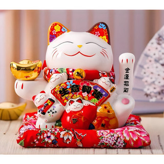 (Giá siêu rẻ) Mèo Thần Tài May Mắn Màu Trắng Cao 18cm