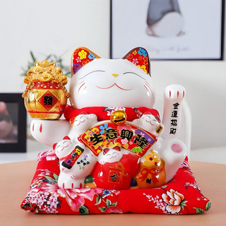 (Giá siêu rẻ) Mèo Thần Tài May Mắn Màu Trắng Cao 18cm