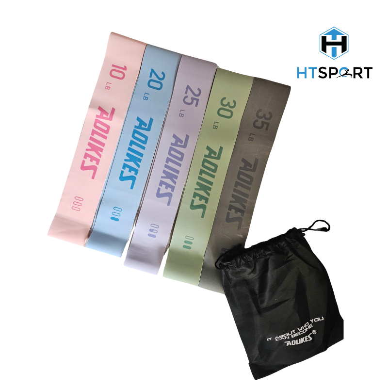 Dây Kháng Lực Aolikes 3611, Bộ 5 Miniband Cao Su Đàn Hồi kèm Túi Tập Gym Yoga Mông Đùi Chân Tay