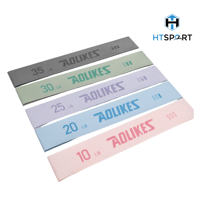 Dây Kháng Lực Aolikes 3611, Bộ 5 Miniband Cao Su Đàn Hồi kèm Túi Tập Gym Yoga Mông Đùi Chân Tay