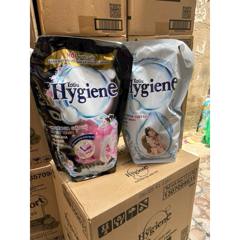 (3kg) Nước giặt Thái Lan Hygiene túi kết hợp xả vải giúp áo quần thơm lâu hàng chính hãng