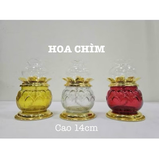 Đèn Dầu Lưu Ly Hoa Sen Cao Cấp Phong Thuỷ Cao 14cm