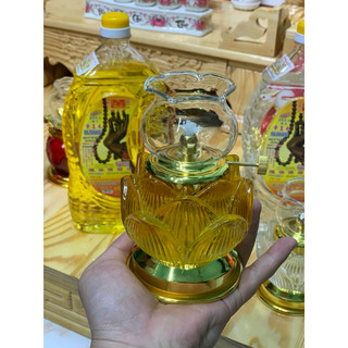 Đèn Dầu Lưu Ly Hoa Sen Cao Cấp Phong Thuỷ Cao 14cm