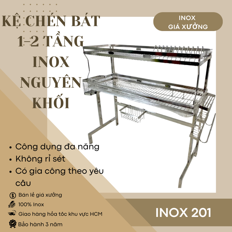 [INOX 201] Kệ chén bát inox thông minh, kệ bồn rửa chén đa năng nhiều ...
