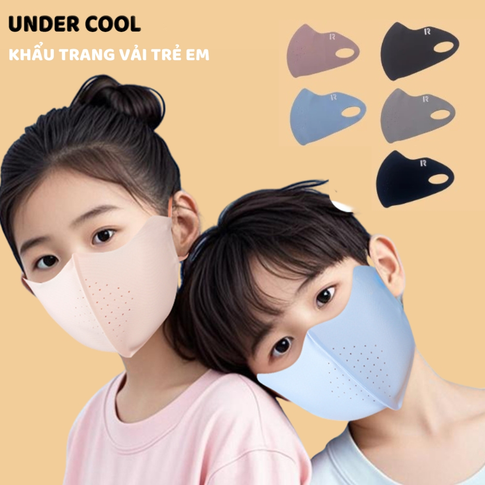Combo 2 khẩu trang trẻ em 3-8 tuổi UNDERCOOL - chống tia UV nhẹ thoáng khí,logo đổi màu khi gặp ánh nắng KT13 CB02