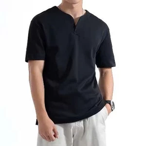 Áo thun nam tay ngắn cổ tròn xẻ V phong cách vải cotton 250gsm chất dày dặn, thoáng mát, 4 màu full size