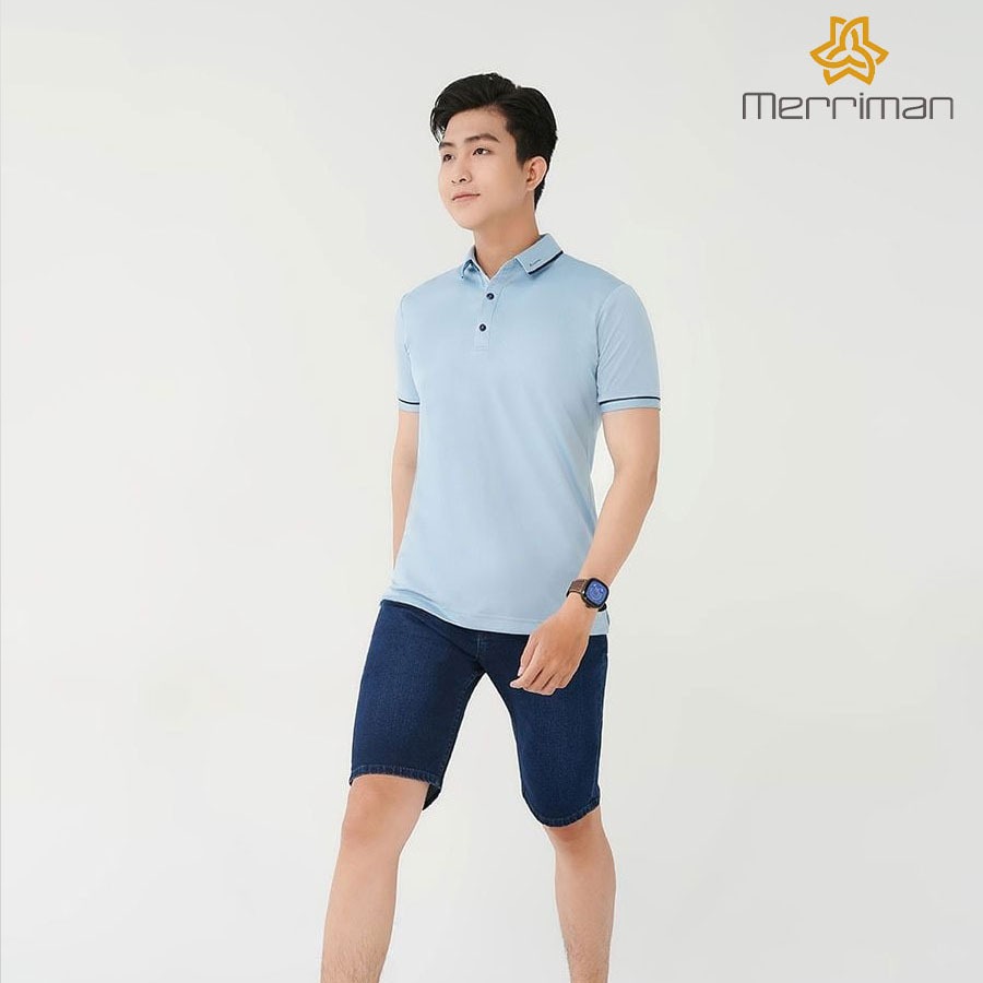 MERRIMAN SALE - Áo Polo Merriman Tay Ngắn Thoáng Mát Co Giãn 4 Chiều, Màu Xám, Xanh Dương, Xanh Ngọc