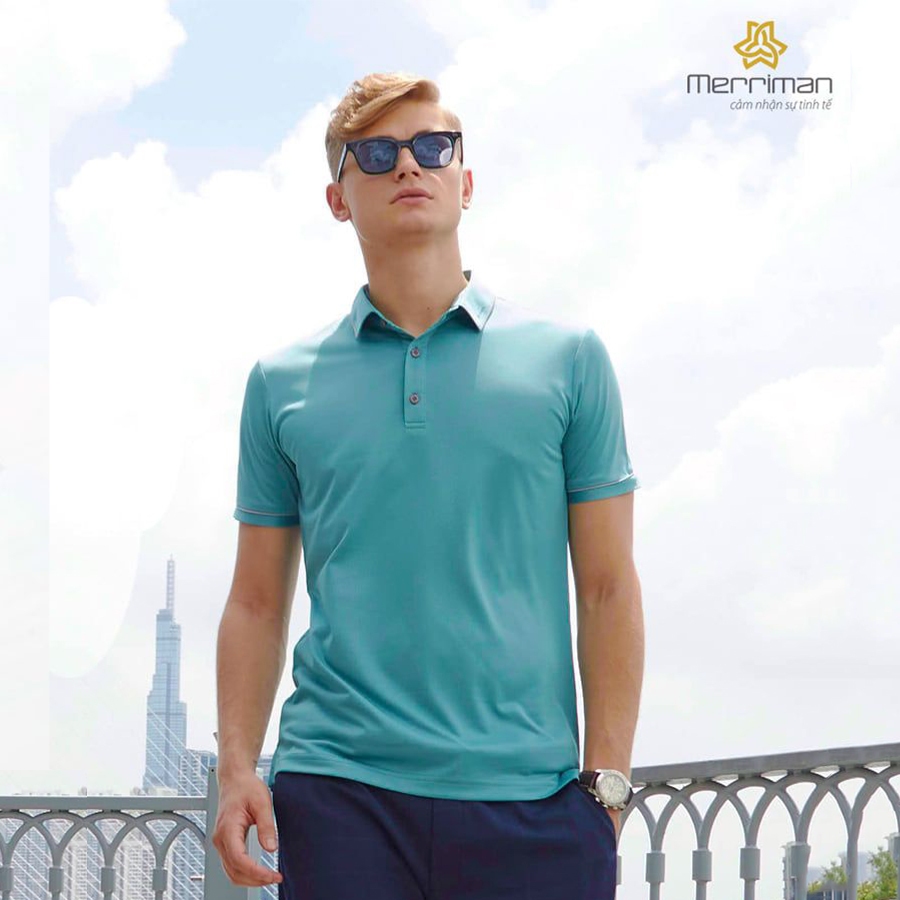 MERRIMAN SALE - Áo Polo Merriman Tay Ngắn Thoáng Mát Co Giãn 4 Chiều, Màu Xám, Xanh Dương, Xanh Ngọc