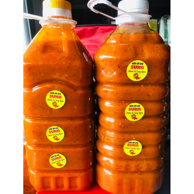 Sỉ Can 5L Sốt Chấm Muối Ớt Đỏ SUKA | Chấm Chân Gà, Hải Sản, Thịt Luộc, Tôm Mực Đậm Đà, Dễ Bán, Phù Hợp Kinh Doanh Ăn Vặt