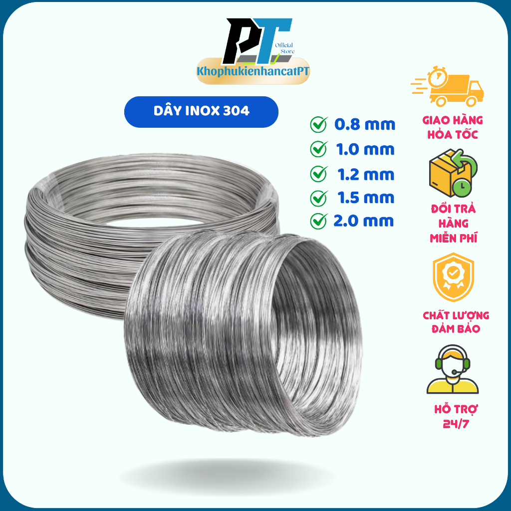 Dây inox 304 size 0.8/1.0/1.2/1.5/2.0mm dây hàn bù inox dây thép không ...
