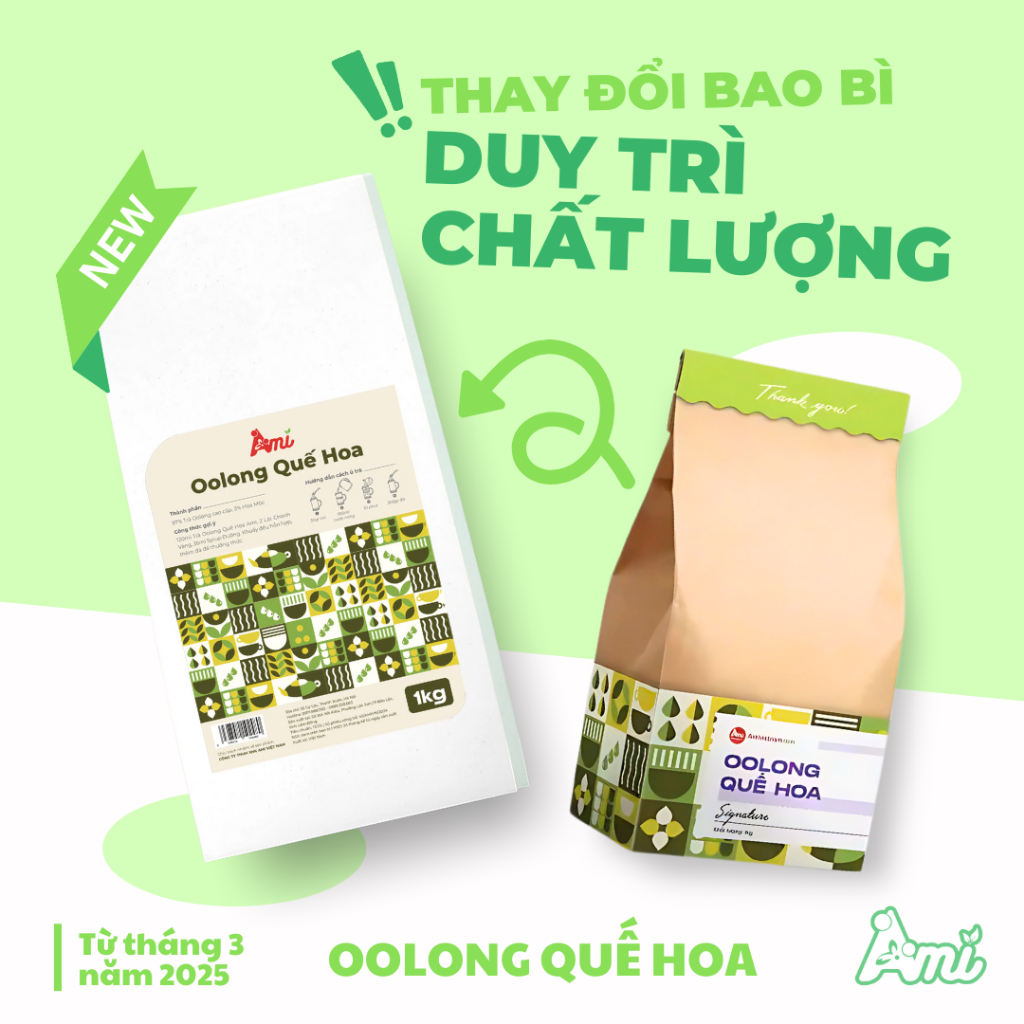 Trà Oolong quế hoa AMI gói 1kg, hương thơm tinh tế, vị thanh tao hoàn hảo cho pha chế