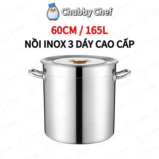 Nồi inox 3 đáy Chubby Chef 60CM/165L dùng được mọi loại bếp chuyên dùng cho bếp từ