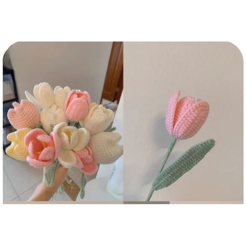 Tulip 6 Cánh Len Handmade ( Có Nhụy )