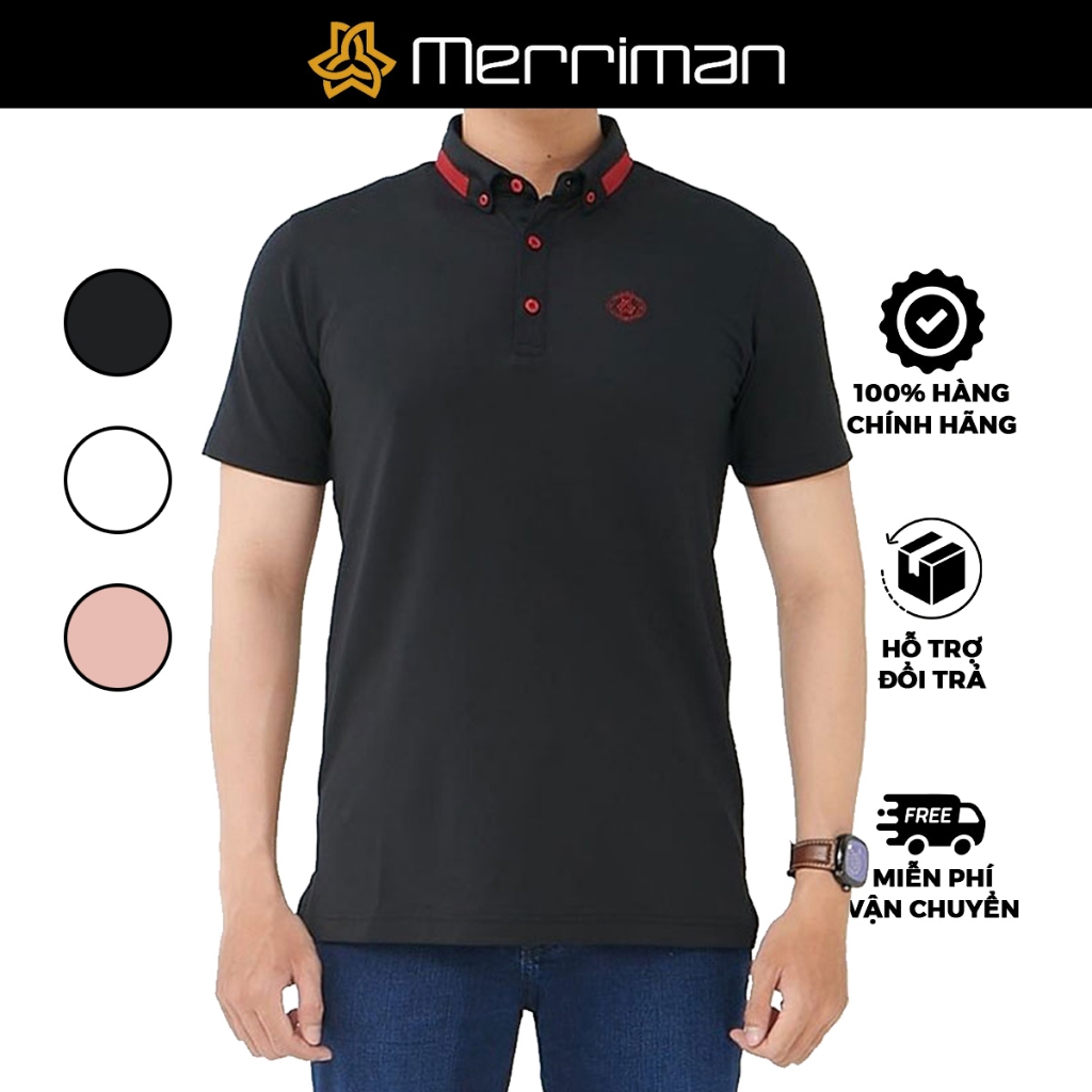 MERRIMAN SALE - Áo Polo Merriman Tay Ngắn Thoáng Mát Co Giãn 4 Chiều, Màu Đen, Trắng, Hồng