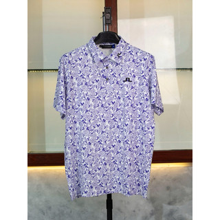 Áo golf j/lndeberg màu tím hoạ tiết hoa logo thêu sắc nét nổi bật