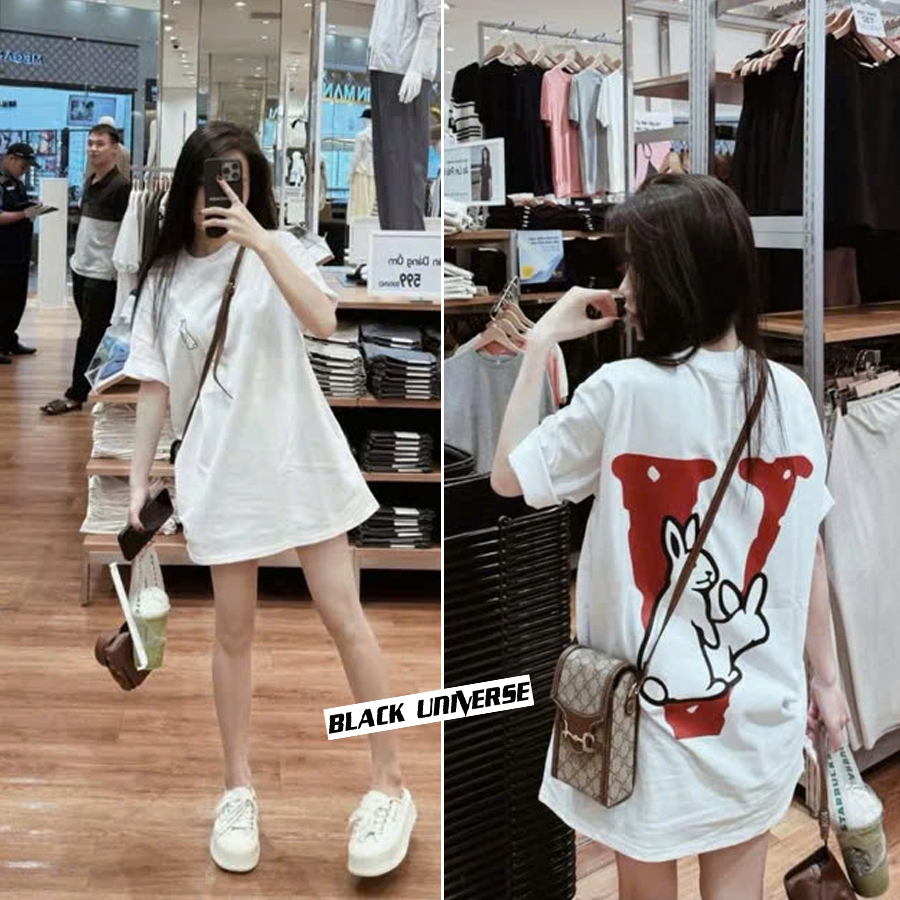 Áo thun lỡ tay VLONE RABBIT Black universe Hàng Cao Cấp Form Unisex 100 ...