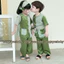 - Đồ đôi cho bé, Bộ bà ba bé trai bé gái KÈM KHĂN, chất vải lụa mềm mát size 7ky - 45ky