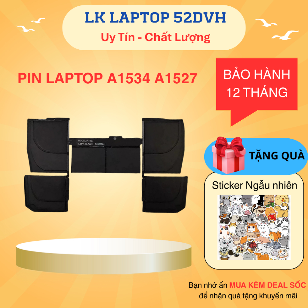 Pin A1527 dùng cho laptop táo Retina 12 Inch A1534 Early 2015 2016, Mid 2017