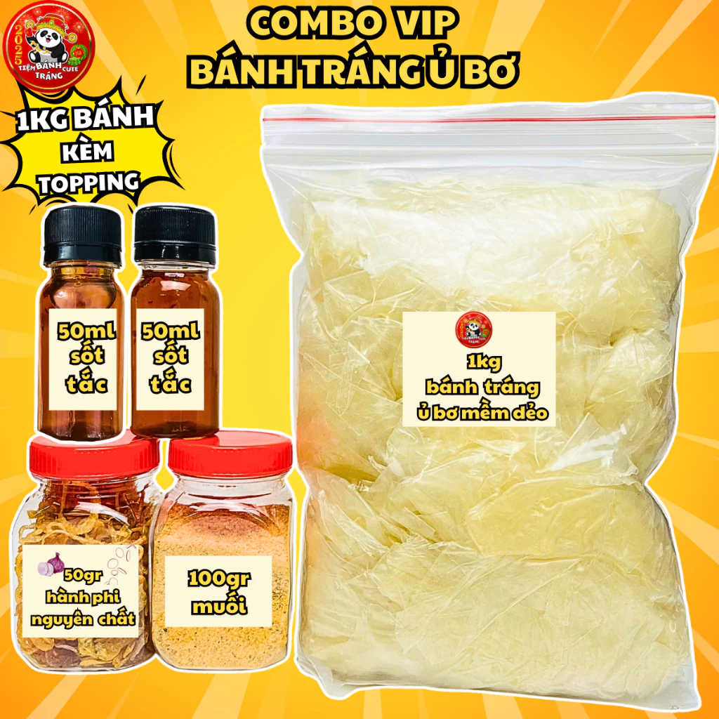 Combo 1kg Bánh Tráng Rìa Ủ Bơ Muối Ghiền Hành Phi Sốt Tắc - Tiệm Bánh Tráng Cute