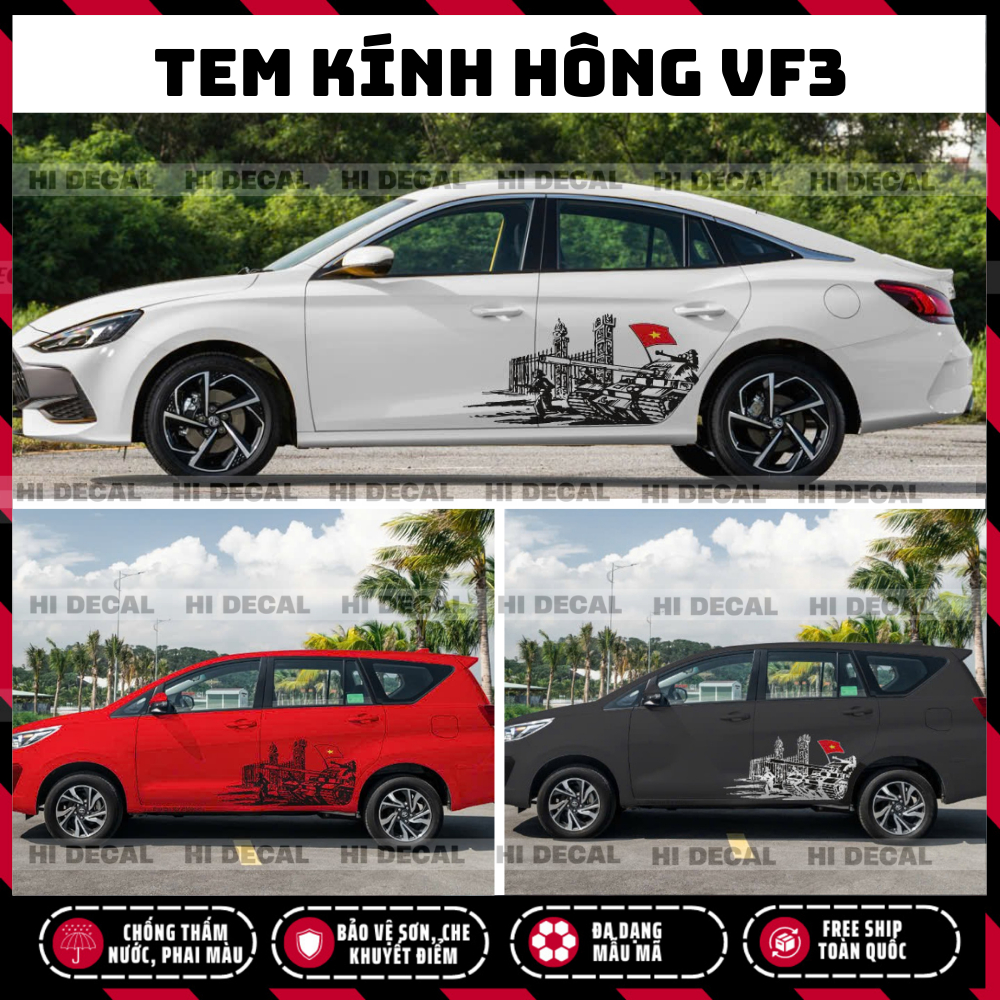 Tem 30/04, Tem Lá Cờ VIỆT NAM, Tôi Yêu Việt Nam dán ô tô, logo stick trang trí decal cao cấp, chống thấm nước