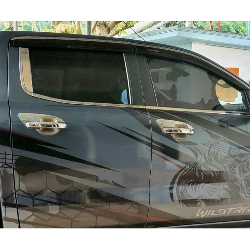 Nẹp chân kính xe Ford Ranger 2016-2026 inox sáng bóng (6 và 8 chi tiết)