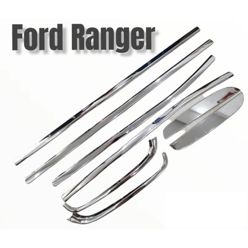 Nẹp chân kính xe Ford Ranger 2016-2026 inox sáng bóng (6 và 8 chi tiết)