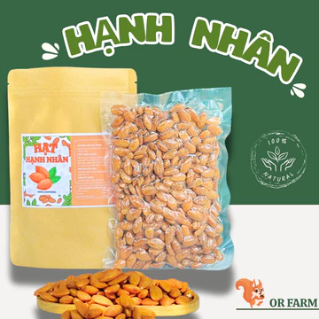 500gr Hạnh nhân lõi, hạt sấy khô dinh dưỡng, hạt hạnh nhân sấy chín, sống, hạt nấu sữa hạt