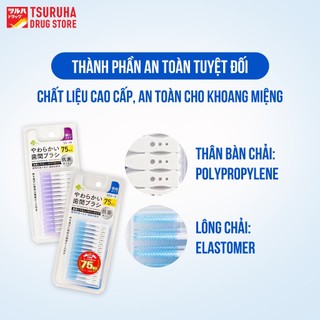 Bàn Chải Kẽ Răng Mềm Siêu Mỏng Hình Chữ I Làm Sạch Khe Răng Niềng Nhẹ Nhàng KURASHI RHYTHM 75 Cái/Vỉ