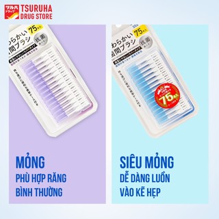 Bàn Chải Kẽ Răng Mềm Siêu Mỏng Hình Chữ I Làm Sạch Khe Răng Niềng Nhẹ Nhàng KURASHI RHYTHM 75 Cái/Vỉ