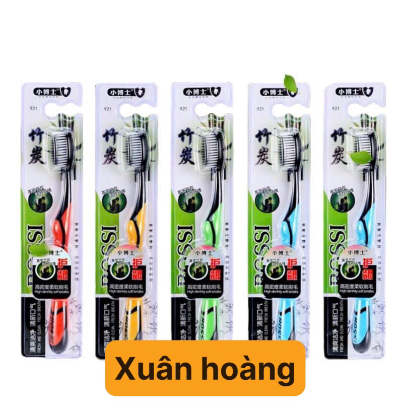 Bàn Chải Đánh Răng Than Hoạt Tính Hàn Quốc Bossi. Làm Sạch Sâu, Dịu Nhẹ Nướu. Dài 19cm