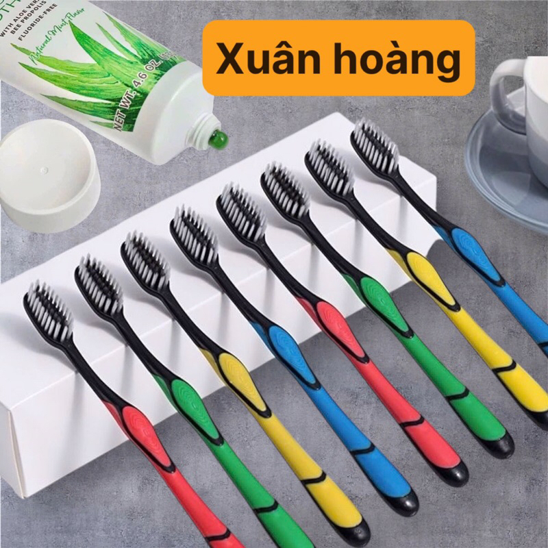 Bàn Chải Đánh Răng Than Hoạt Tính Hàn Quốc Bossi. Làm Sạch Sâu, Dịu Nhẹ Nướu. Dài 19cm