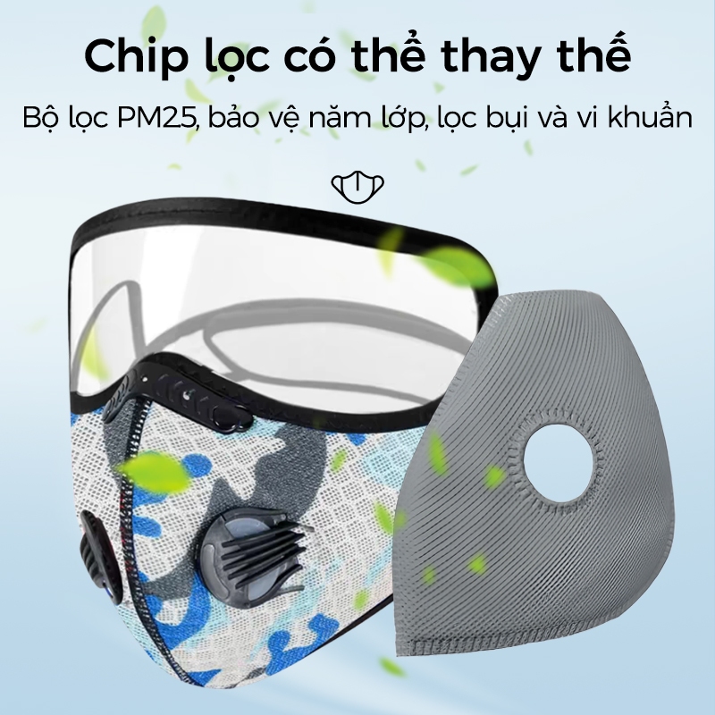 Mặt nạ bảo vệ xe máy, chống giọt bắn, chống tia UV, có van thở, chống bụi và chống sương mù, kính bảo hộ có thể tháo rời