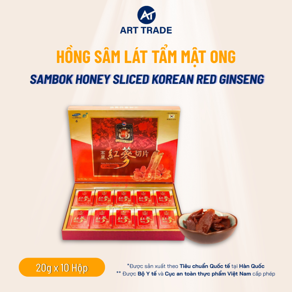 Hồng Sâm Lát Tẩm Mật Ong Sambok Honey Sliced Korean Red Ginseng Hàn Quốc 20gx 1 Hộp Qùa Tặng Cao Cấp