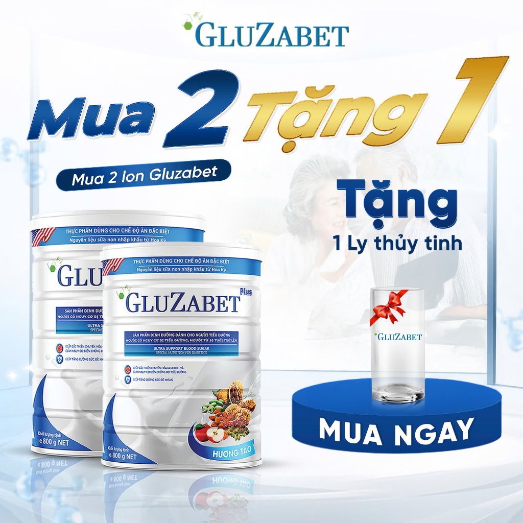 Ảnh COMBO 2 LON 800G TIẾT KIỆM  - Gluzabet Chuyên Dùng Cho Người Tiểu Đường, Ổn Định Đường Huyết, Ngăn Ngừa Biến Chứng 1