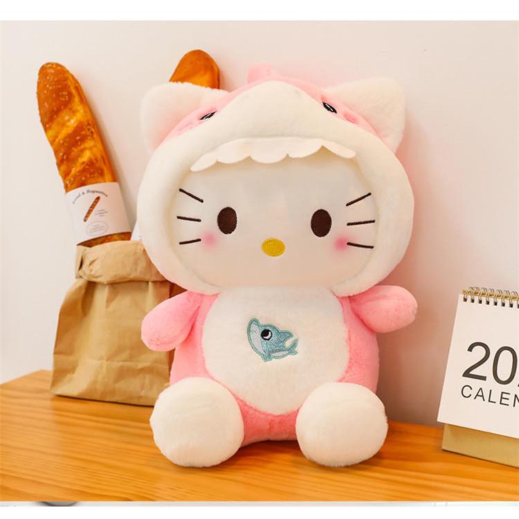 Gấu bông cosplay cá mập hello kitty,capybara,kuromi,loppy dễ thương làm quà tặng cho bé