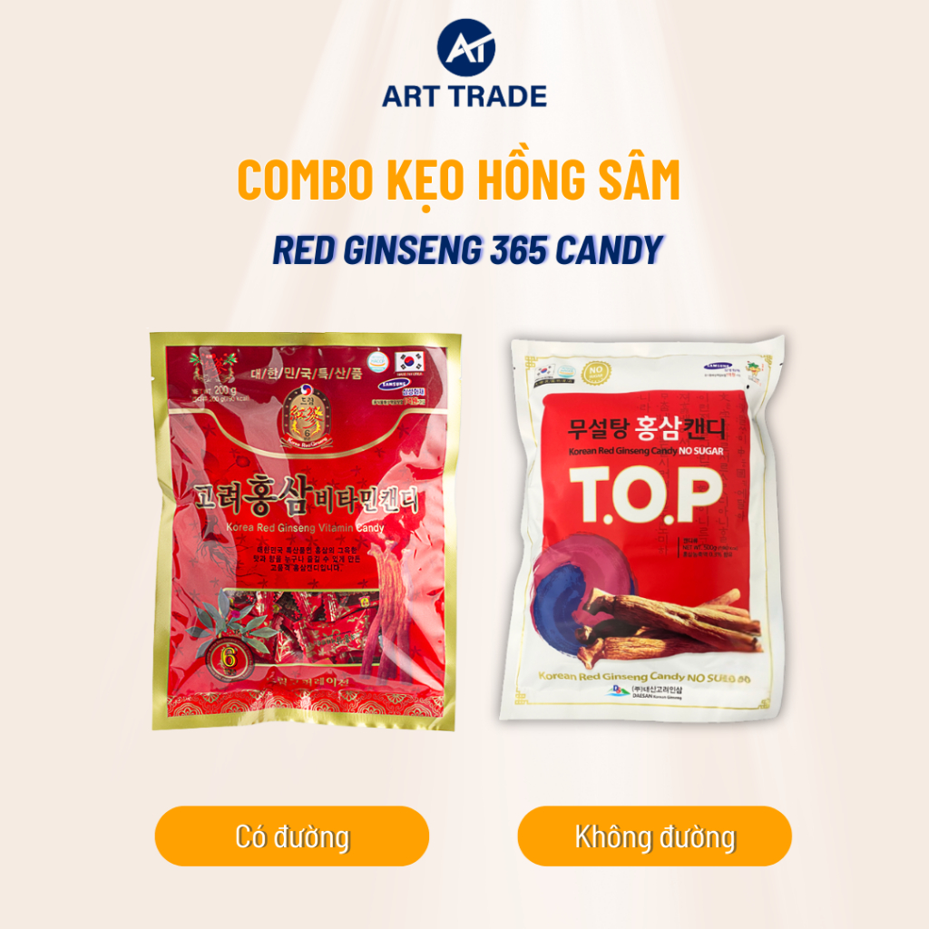 Kẹo Hồng Sâm Vitamin Hàn Quốc Korean Red Ginseng Candy 200g Giảm Stress, Bồi Bổ Sức Khỏe