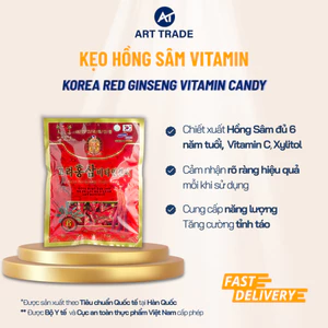 Kẹo Hồng Sâm Vitamin Hàn Quốc Korean Red Ginseng Candy 200g Giảm Stress, Bồi Bổ Sức Khỏe
