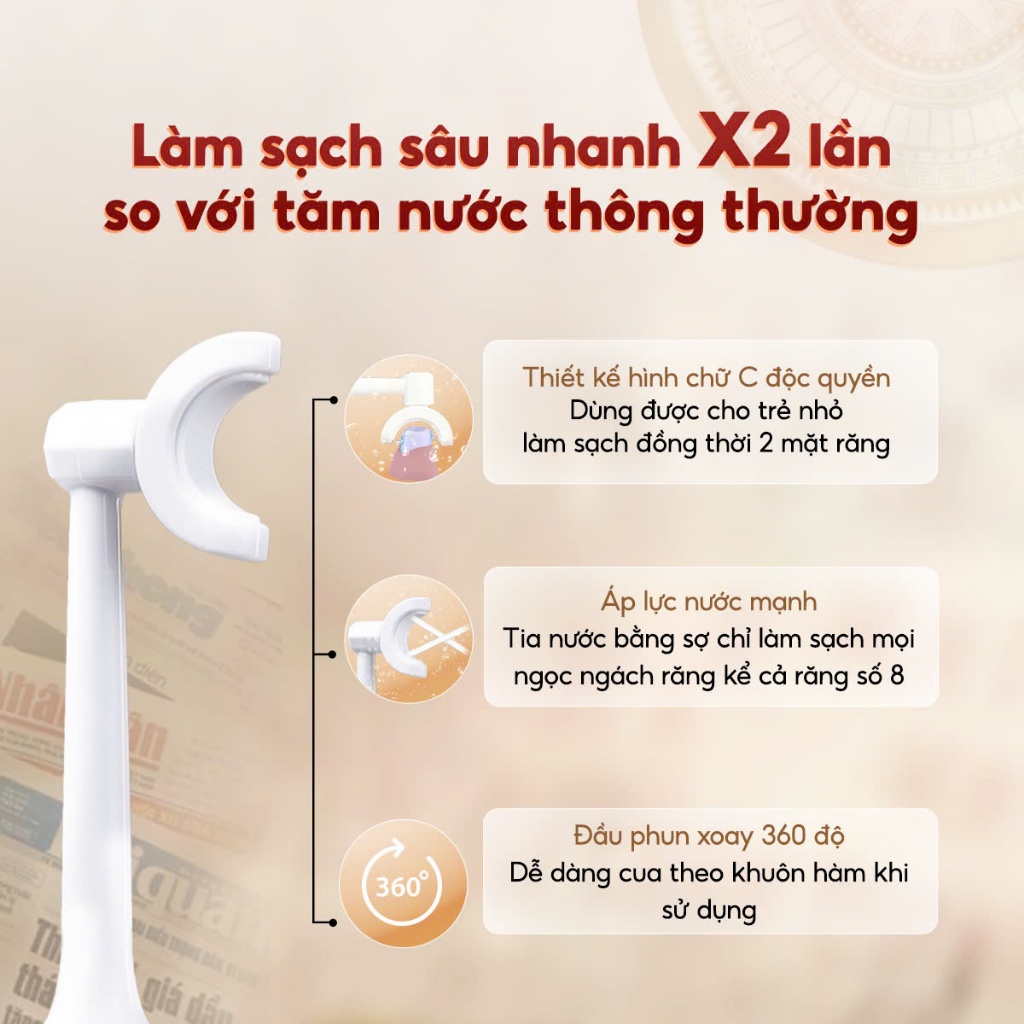 Ảnh Tăm nước 2 chiều Flossie Ultra chính hãng.Vòi phun 2 chiều đầu tiên cho người niềng răng 2
