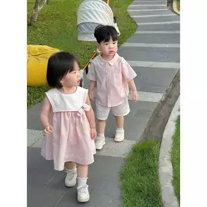 set đồ bé trai bé gái Tone hồng pastel style Hàn cho bé đi chơi du lịch đi học