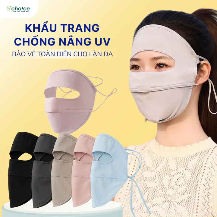 Khẩu trang chống nắng tia UV toàn mặt chất lụa băng mịn mát thoáng khí phù hợp cho cả nam và nữ.