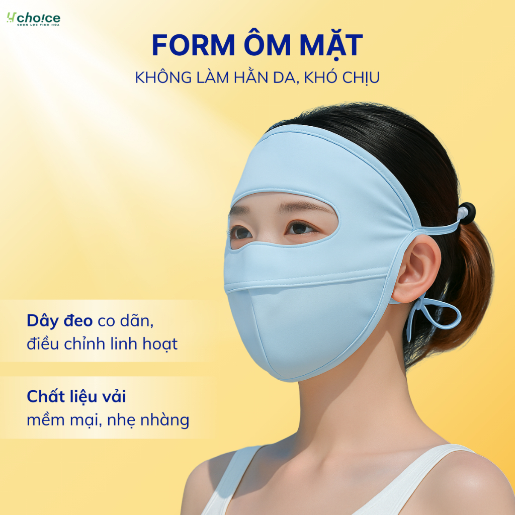 Khẩu trang chống nắng tia UV toàn mặt chất lụa băng mịn mát thoáng khí phù hợp cho cả nam và nữ.