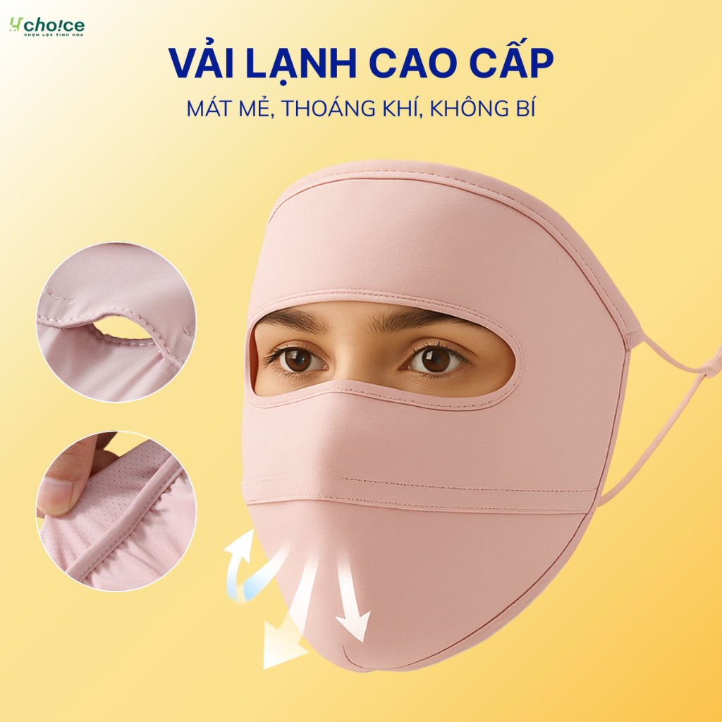 Khẩu trang chống nắng tia UV toàn mặt chất lụa băng mịn mát thoáng khí phù hợp cho cả nam và nữ.